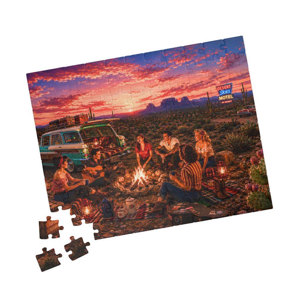 We'll Behave Tomorrow – Retro Desert Camping Road Trip Art Puzzle
