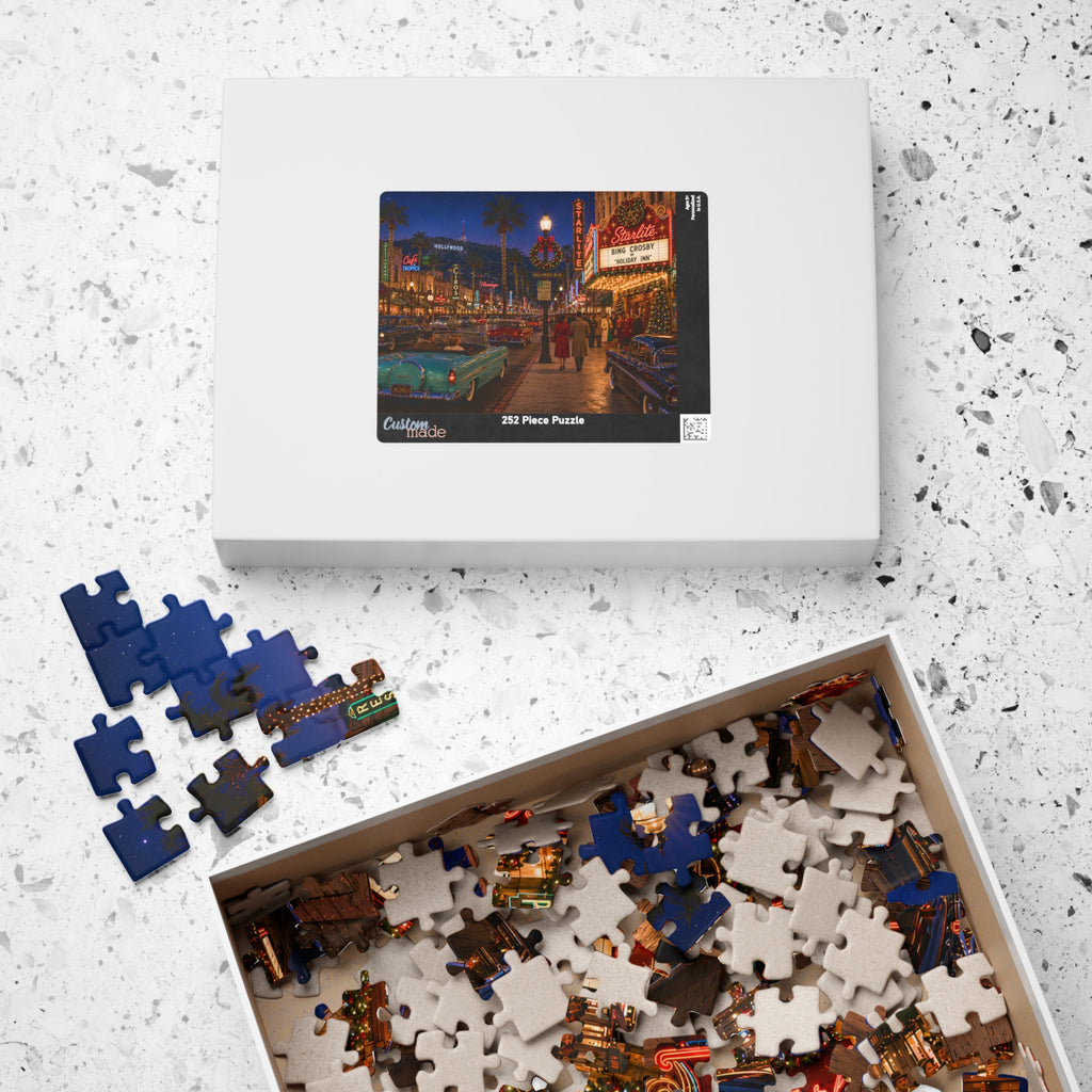 Meet Me Under the Christmas Lights – Retro Hollywood Christmas Art Puzzle