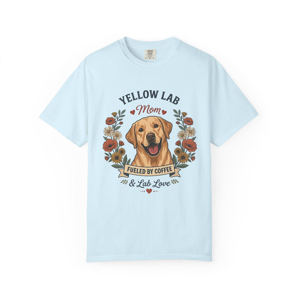 Yellow Labrador Dog Mom T-Shirt | Fueled by Coffee & Lab Love
