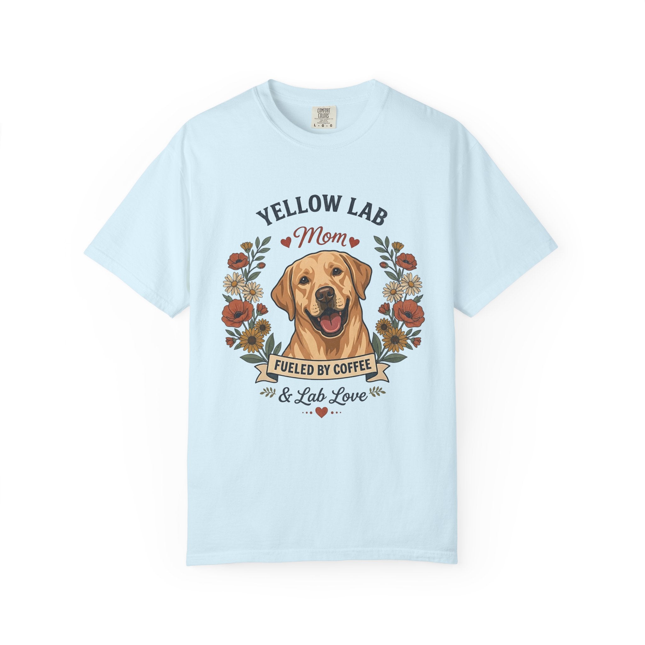 Yellow Labrador Dog Mom T-Shirt | Fueled by Coffee & Lab Love
