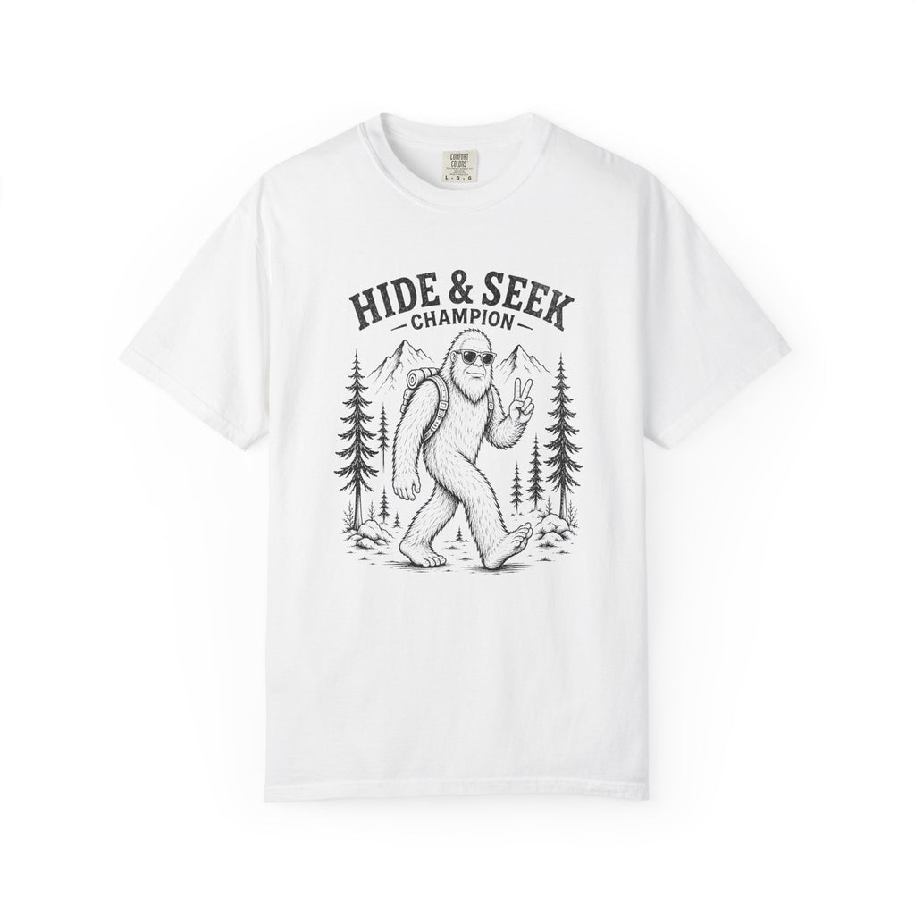 Hide and Seek Champion Shirt, Funny Bigfoot Tee, Sasquatch Joke Gift, Camping Humor Shirt, Comfort Colors