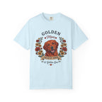 Red Golden Retriever Dog Mom T-Shirt | Fueled by Coffee & Golden Love
