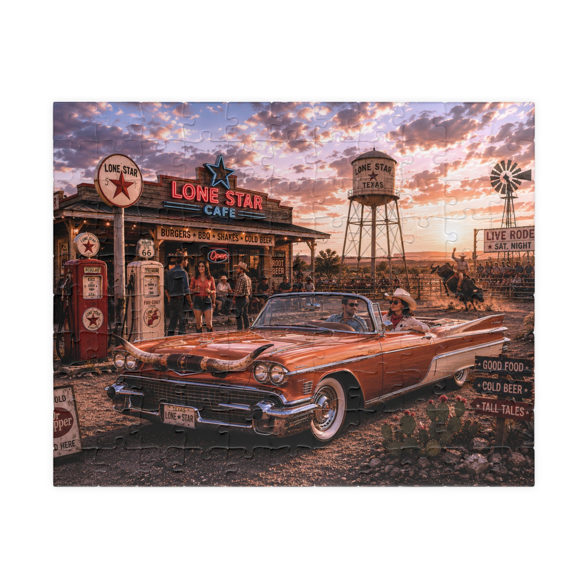 Darling, We're Not Turning Back – Retro Route 66 Road Trip Art Puzzle