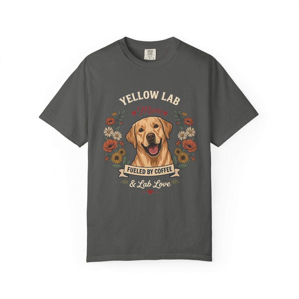 Yellow Labrador Dog Mom T-Shirt | Fueled by Coffee & Lab Love