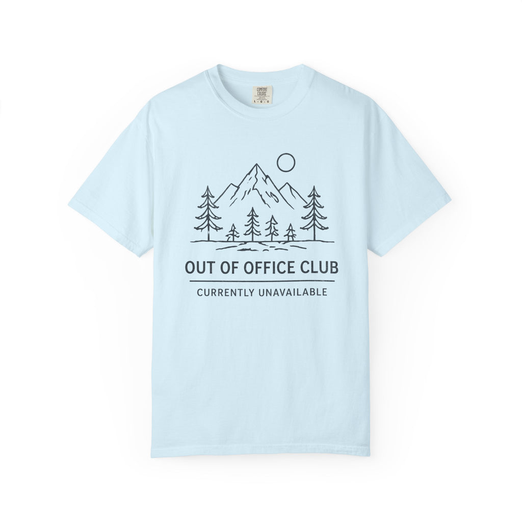 Out Of Office Club Minimal Shirt, Mountain Line Art Tee, Nature Lover Gift, Simple Hiking Shirt, Outdoor Graphic Comfort Colors