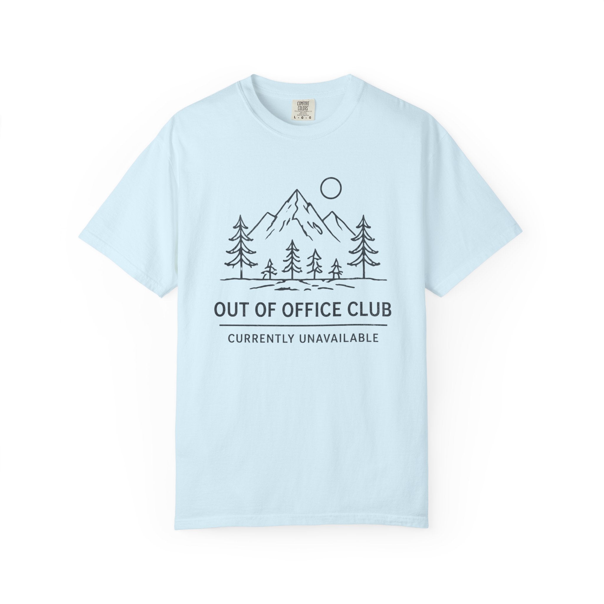 Out Of Office Club Minimal Shirt, Mountain Line Art Tee, Nature Lover Gift, Simple Hiking Shirt, Outdoor Graphic Comfort Colors