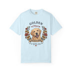 Light Golden Retriever Dog Mom T-Shirt | Fueled by Coffee & Golden Love