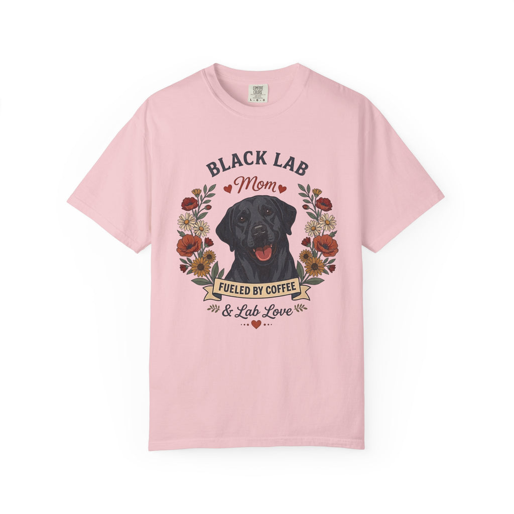 Black Labrador Dog Mom T-Shirt | Fueled by Coffee & Lab Love