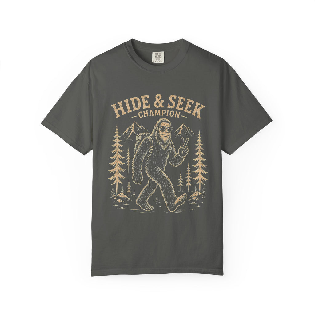 Hide and Seek Champion Shirt, Funny Bigfoot Tee, Sasquatch Joke Gift, Camping Humor Shirt, Comfort Colors