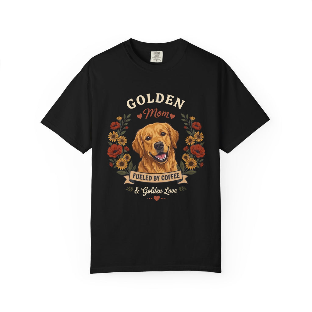 Golden Retriever Dog Mom T-Shirt | Fueled by Coffee & Golden Love