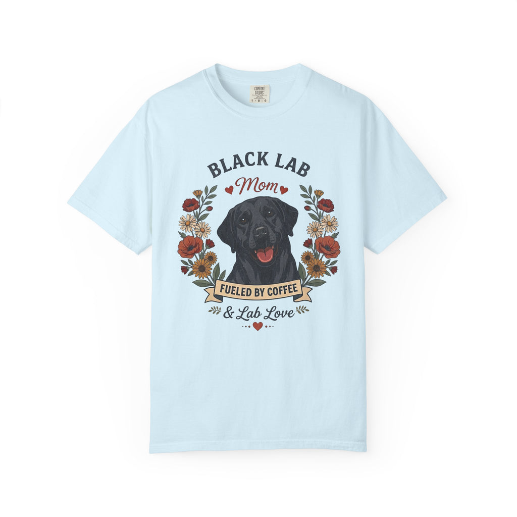 Black Labrador Dog Mom T-Shirt | Fueled by Coffee & Lab Love