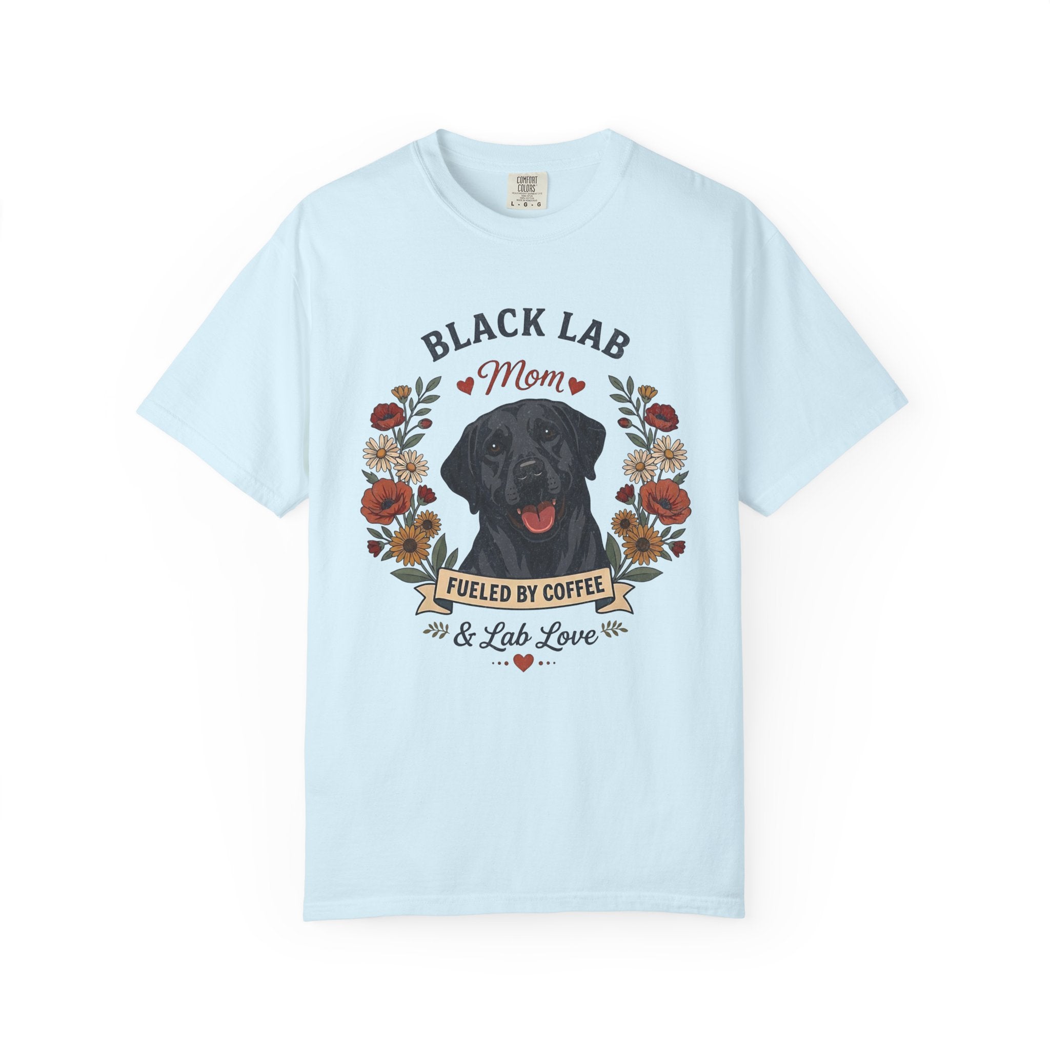 Black Labrador Dog Mom T-Shirt | Fueled by Coffee & Lab Love