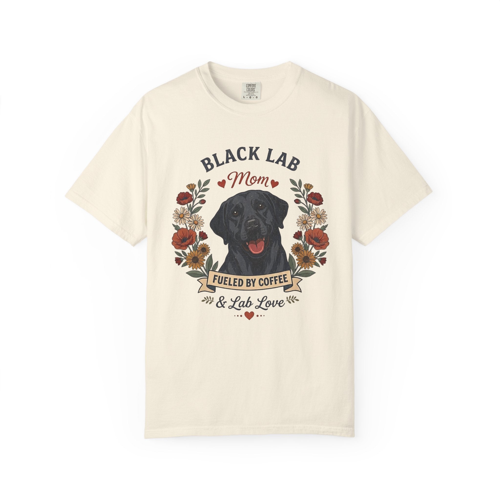 Black Labrador Dog Mom T-Shirt | Fueled by Coffee & Lab Love