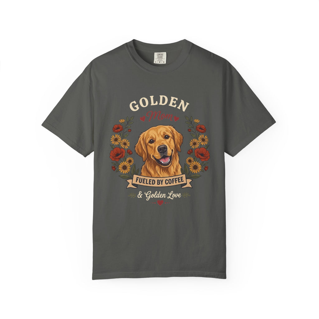 Golden Retriever Dog Mom T-Shirt | Fueled by Coffee & Golden Love