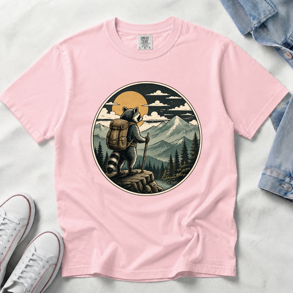 Adventure Raccoon – Hiking T-Shirt | Outdoors Edition