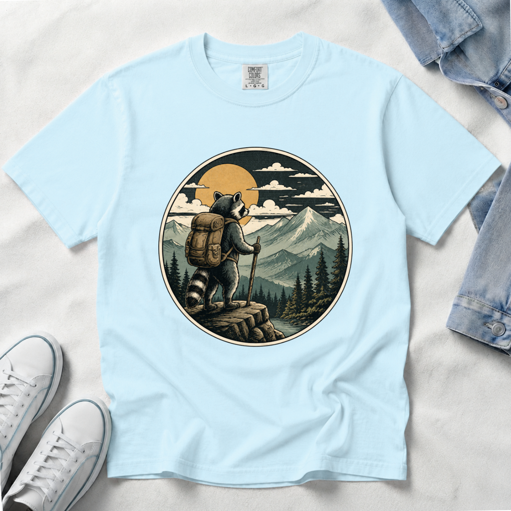 Adventure Raccoon – Hiking T-Shirt | Outdoors Edition