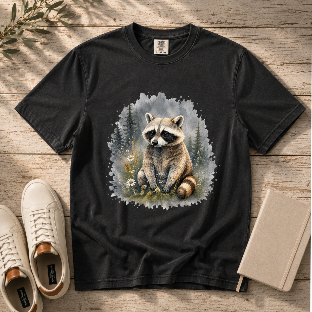 Cute Raccoon – Watercolor Wildlife T-Shirt | Outdoors Edition