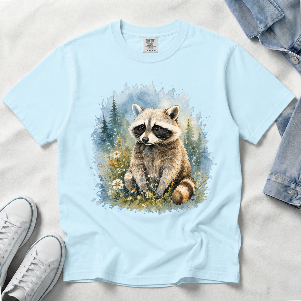 Cute Raccoon – Watercolor Wildlife T-Shirt | Outdoors Edition