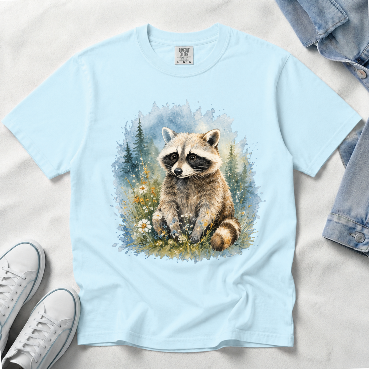 Cute Raccoon – Watercolor Wildlife T-Shirt | Outdoors Edition