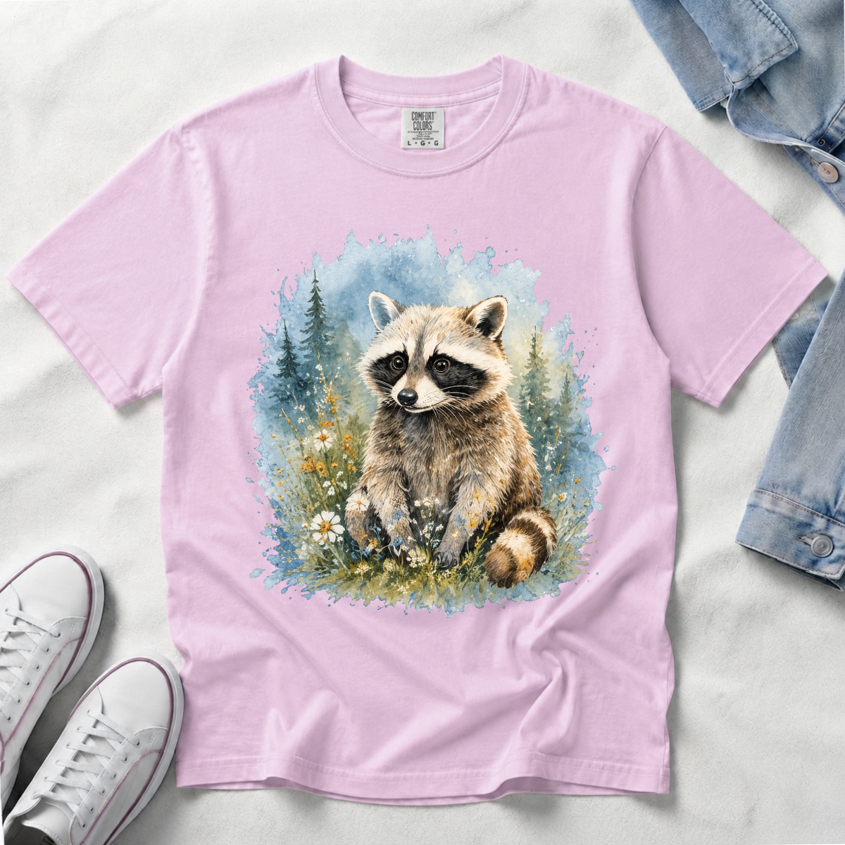 Cute Raccoon – Watercolor Wildlife T-Shirt | Outdoors Edition