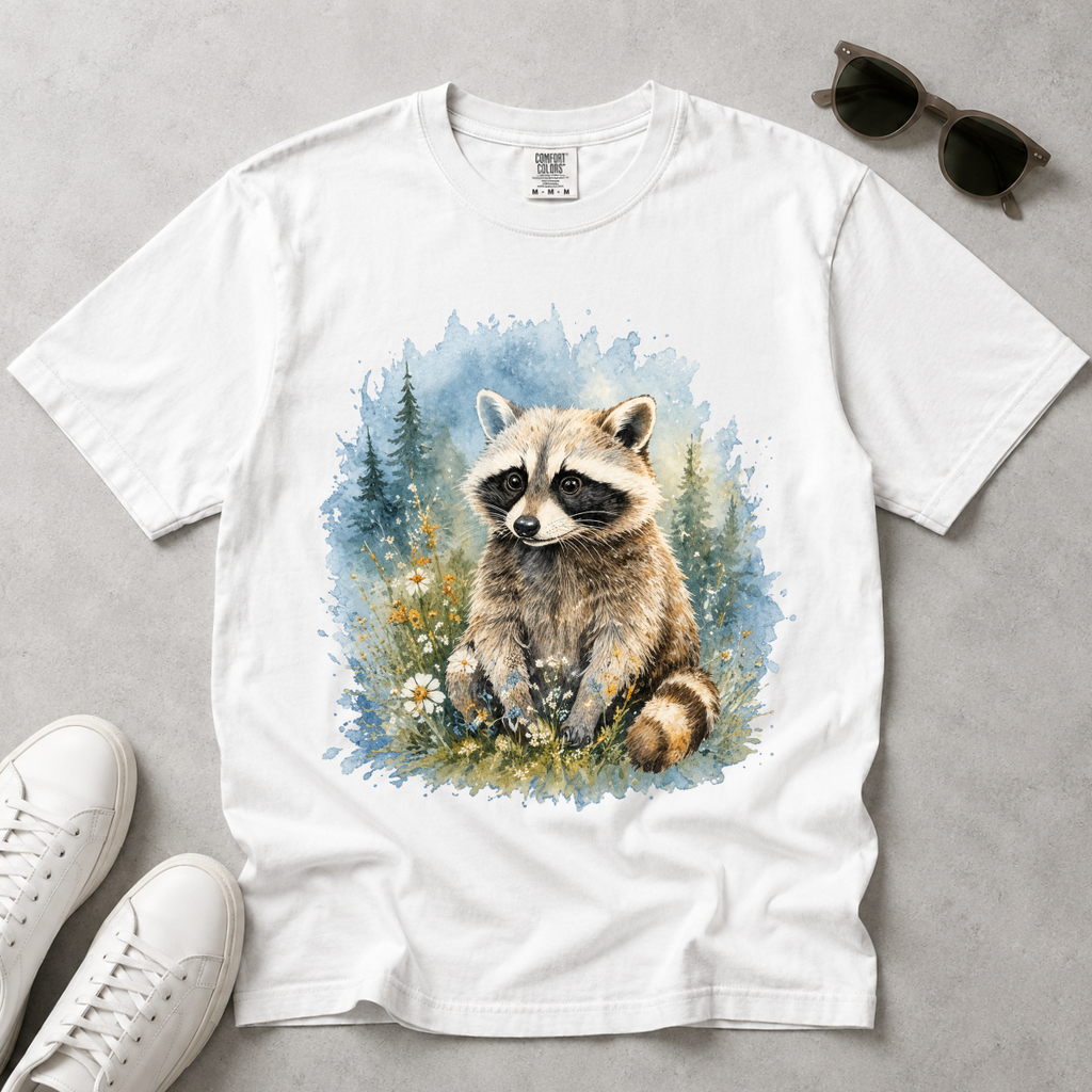 Cute Raccoon – Watercolor Wildlife T-Shirt | Outdoors Edition