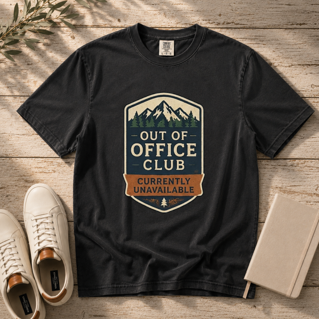 Out of Office Club – Retro Badge T-Shirt | Outdoors Edition