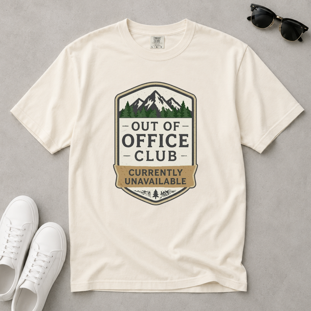 Out of Office Club – Retro Badge T-Shirt | Outdoors Edition
