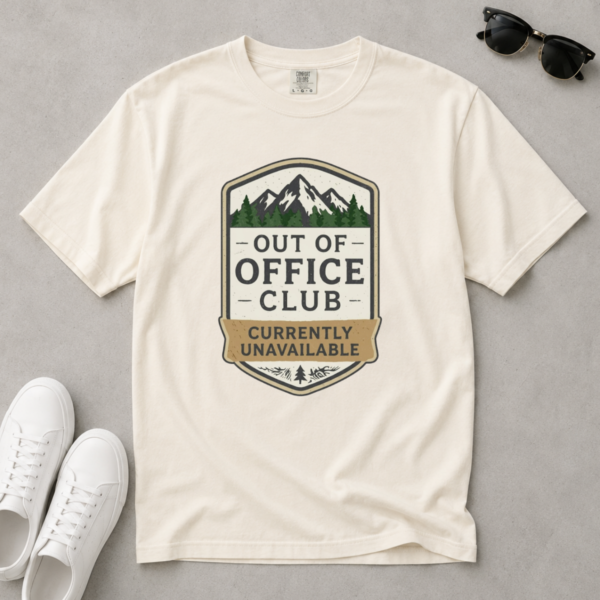 Out of Office Club – Retro Badge T-Shirt | Outdoors Edition