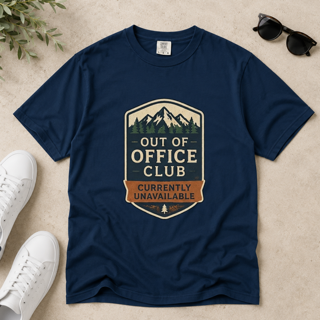 Out of Office Club – Retro Badge T-Shirt | Outdoors Edition