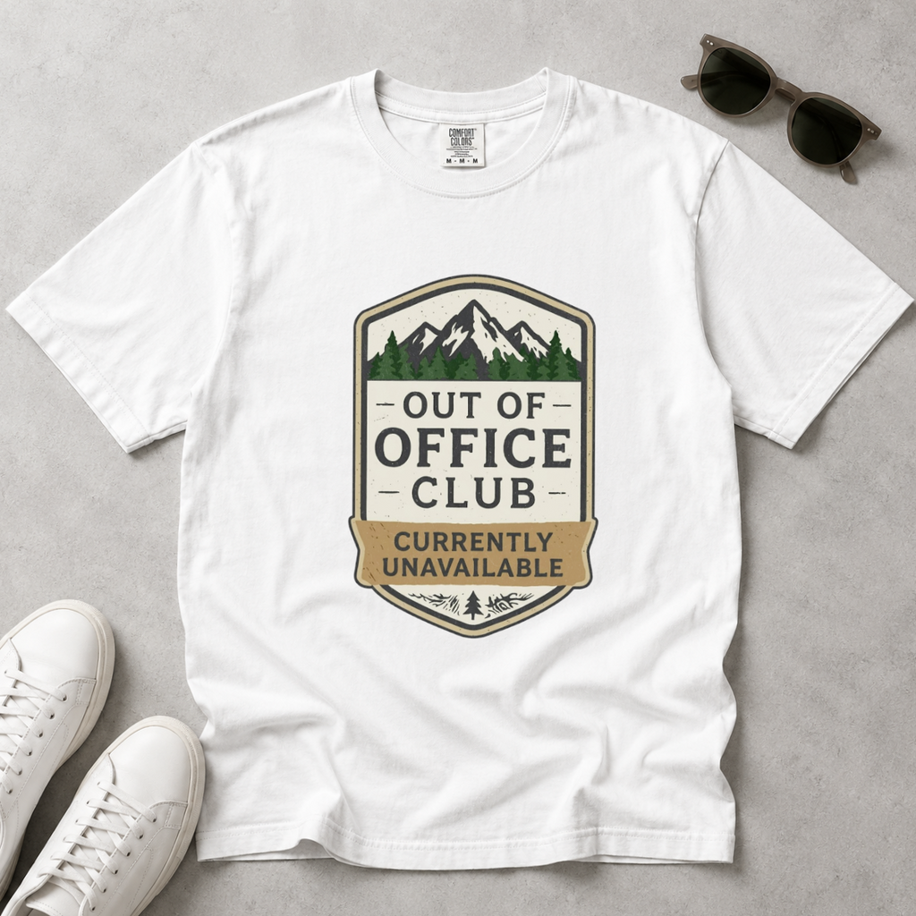 Out of Office Club – Retro Badge T-Shirt | Outdoors Edition
