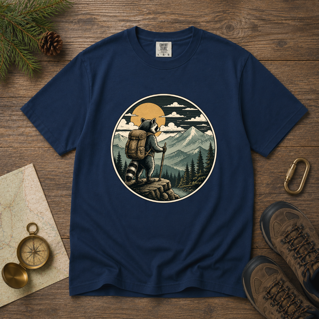 Adventure Raccoon – Hiking T-Shirt | Explorer Edition