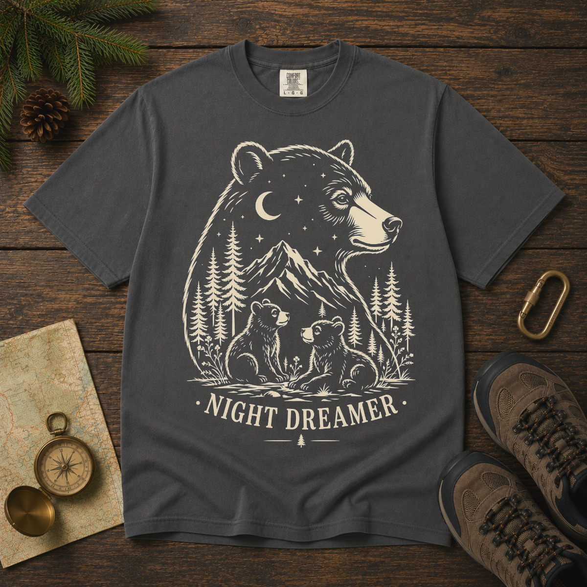 Night Dreamer – Moonlit Bear T-Shirt | Outdoors Edition