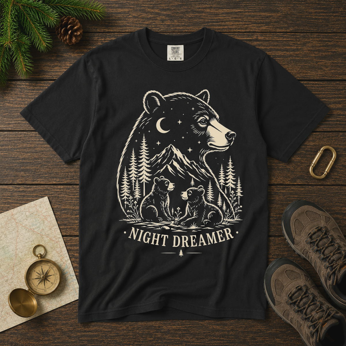 Night Dreamer – Moonlit Bear T-Shirt | Outdoors Edition