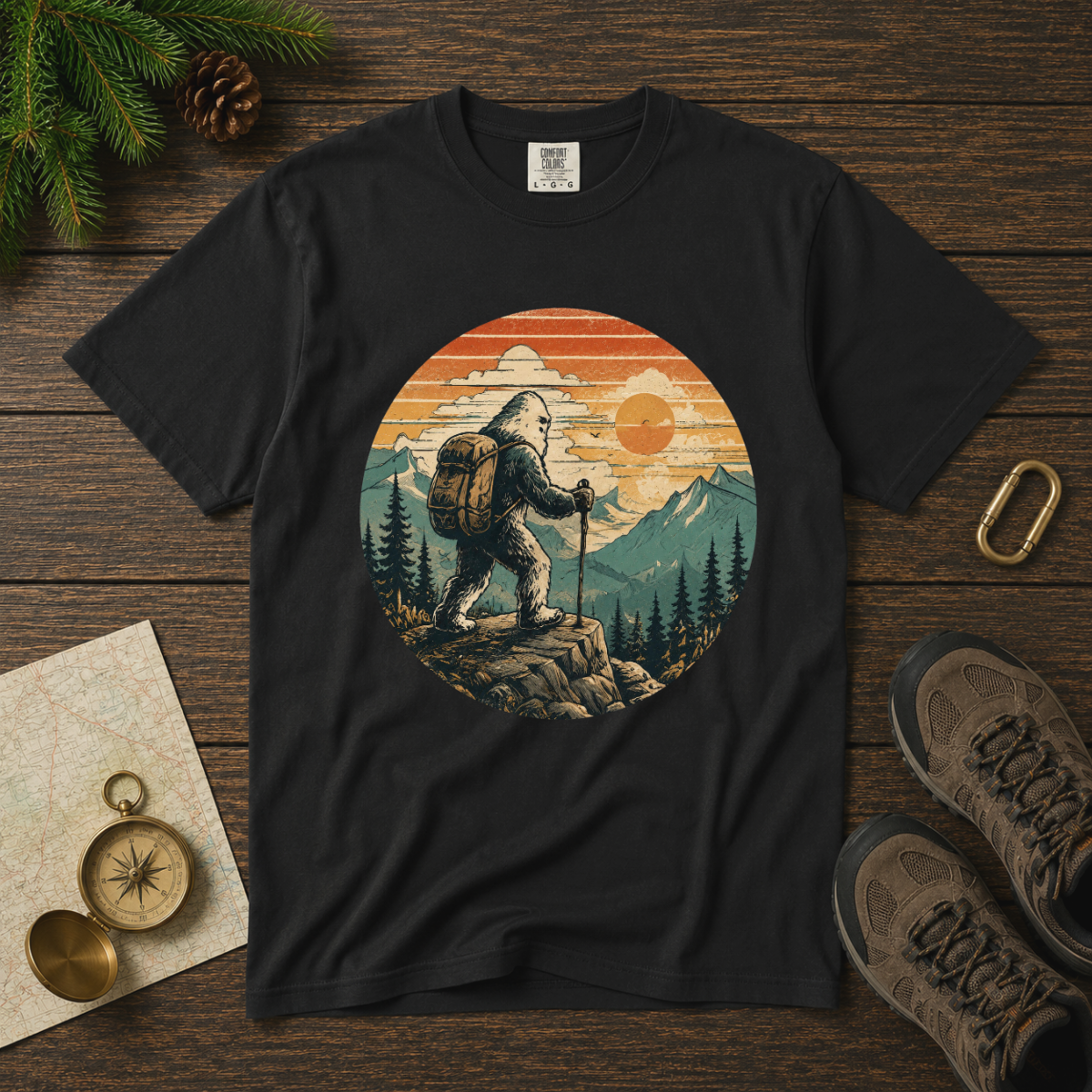 Bigfoot on the Trail – Funny Hiking T-Shirt | Outdoors Edition