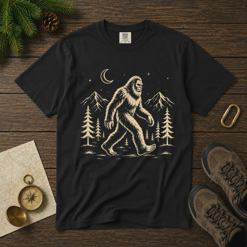 Moonlight Bigfoot – Night Hike T-Shirt | Outdoors Edition