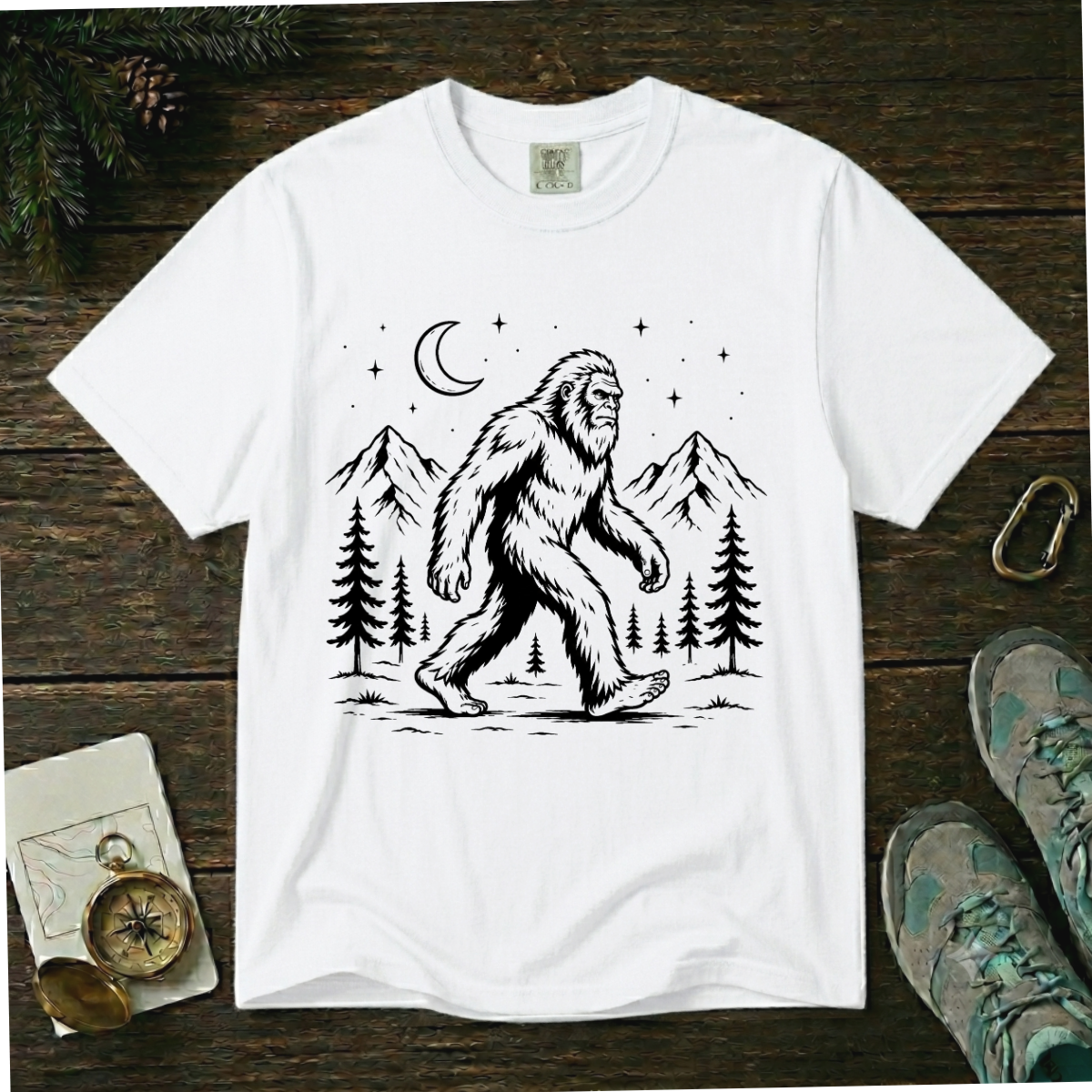 Moonlight Bigfoot – Night Hike T-Shirt | Outdoors Edition