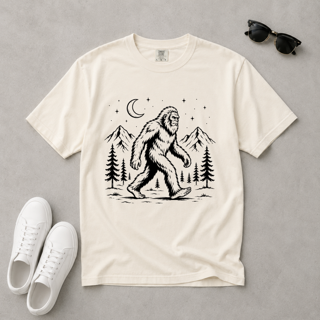 Moonlight Bigfoot – Night Hike T-Shirt | Outdoors Edition