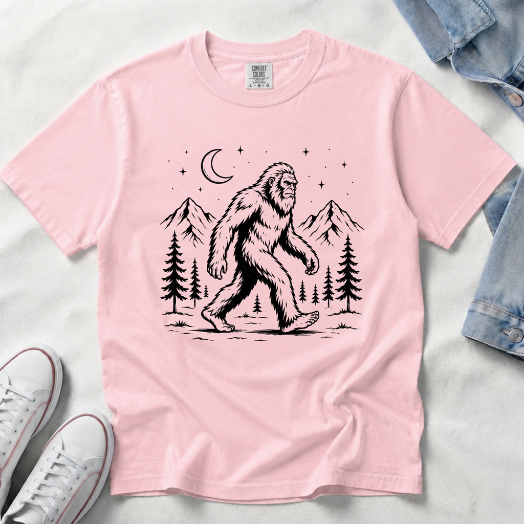 Moonlight Bigfoot – Night Hike T-Shirt | Outdoors Edition