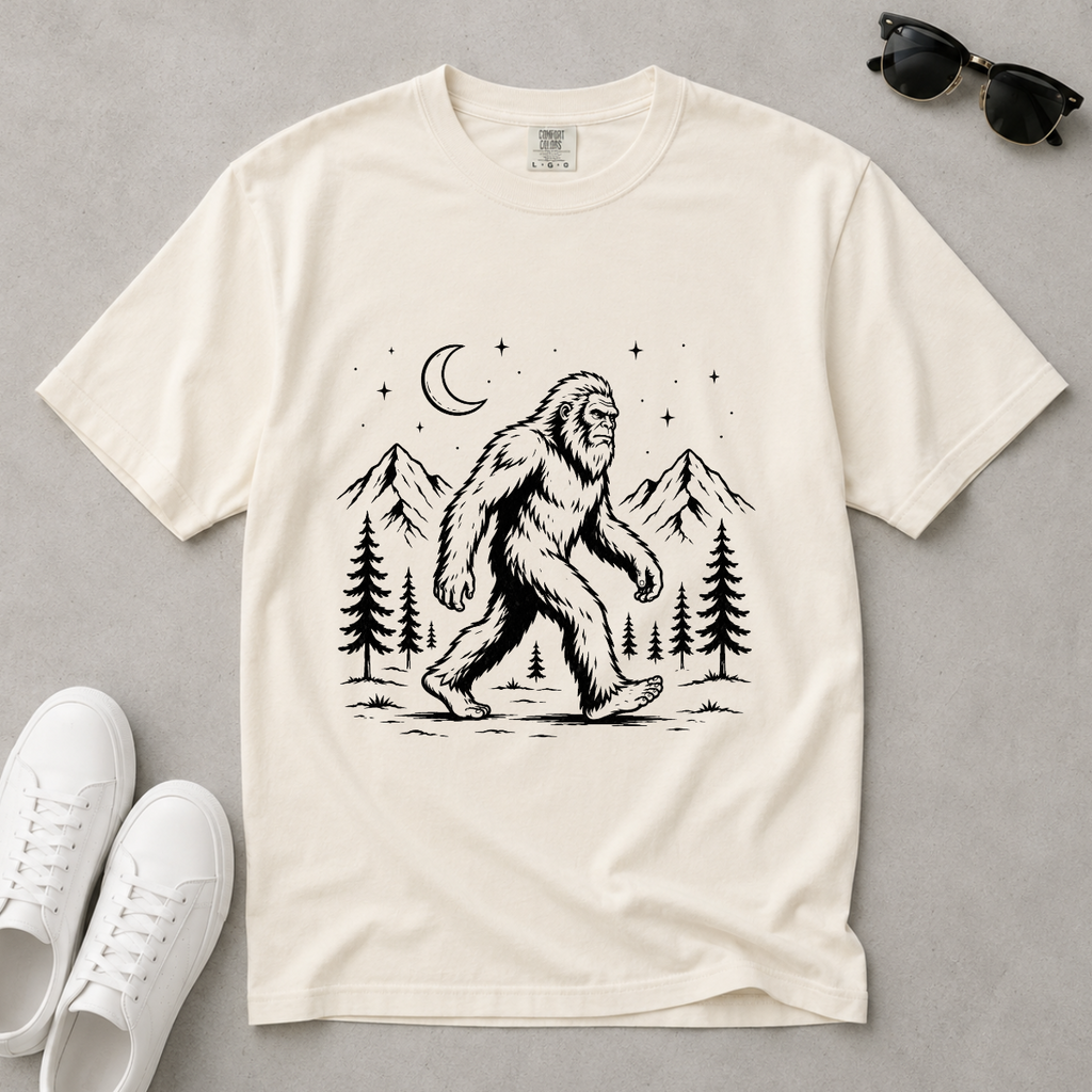 Moonlight Bigfoot – Night Hike T-Shirt | Outdoors Edition