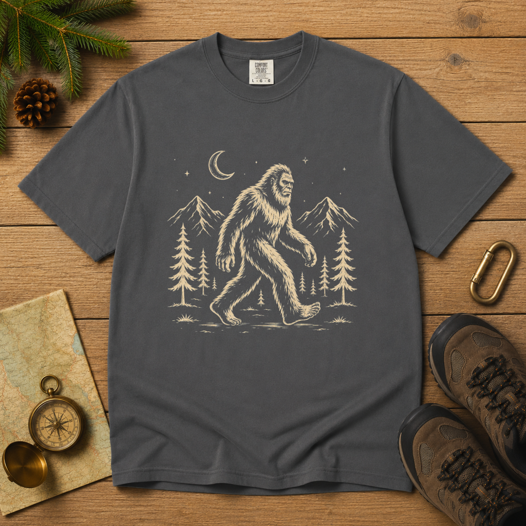 Moonlight Bigfoot – Night Hike T-Shirt | Outdoors Edition