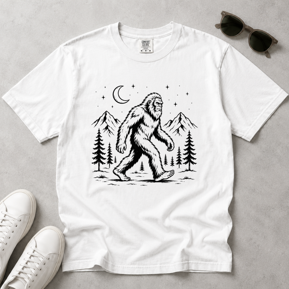 Moonlight Bigfoot – Night Hike T-Shirt | Outdoors Edition