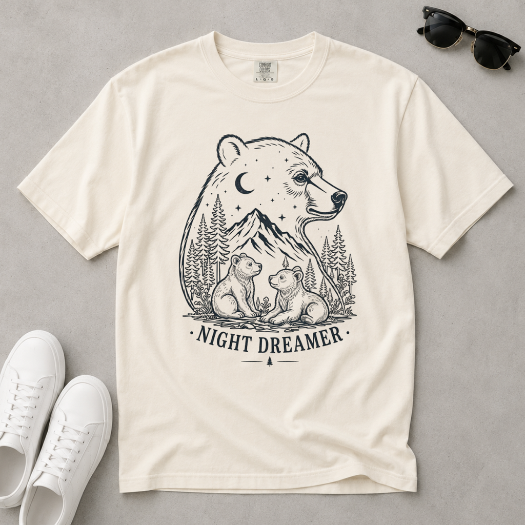Night Dreamer – Moonlit Bear T-Shirt | Outdoors Edition