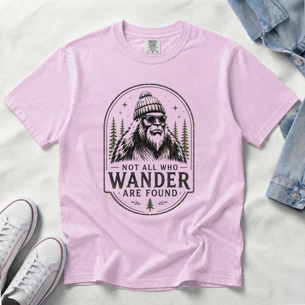 Not All Who Wander Are Found – Funny Bigfoot T-Shirt | Outdoors Edition