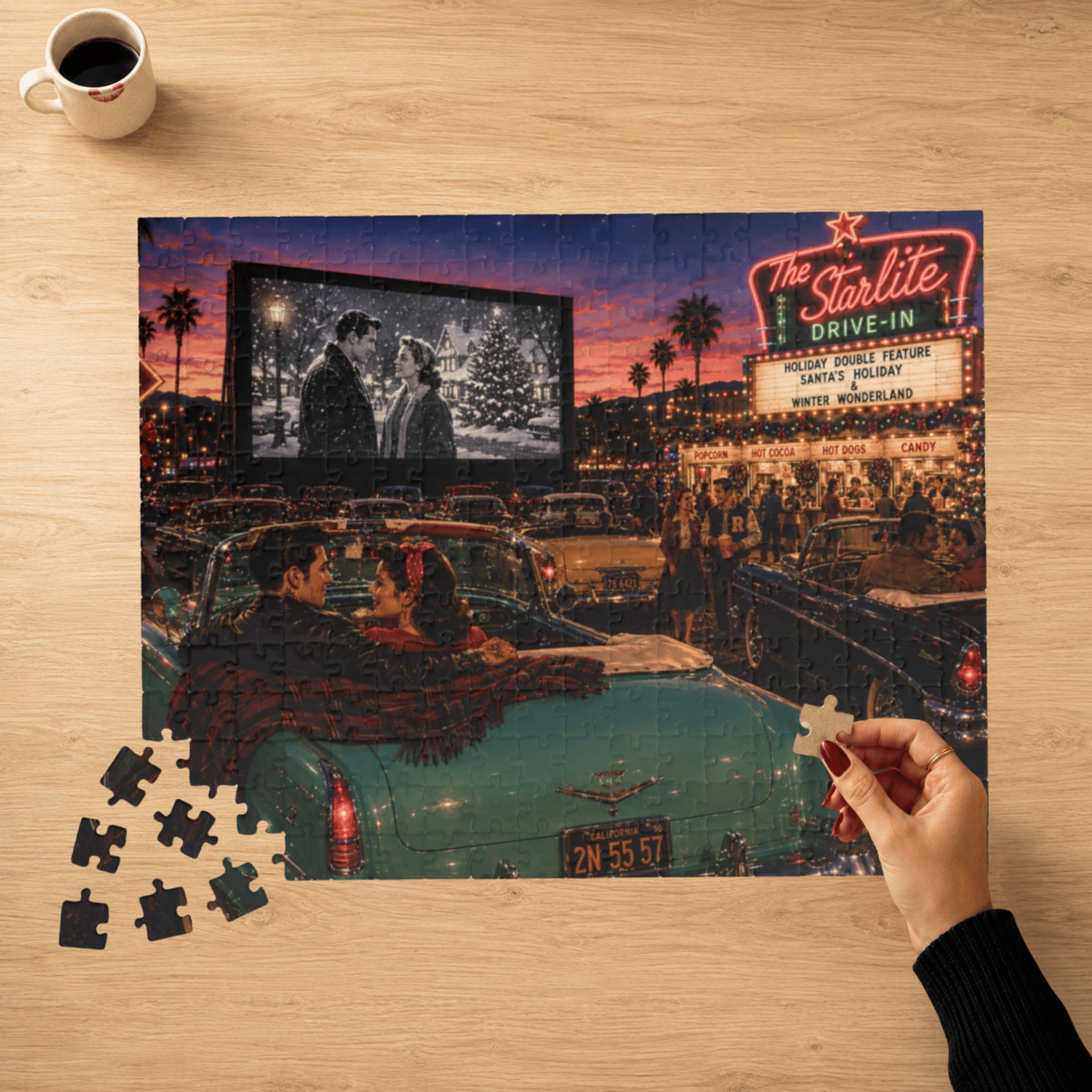 Starlite Drive-In – Retro Date Night & Classic Car Art Puzzle
