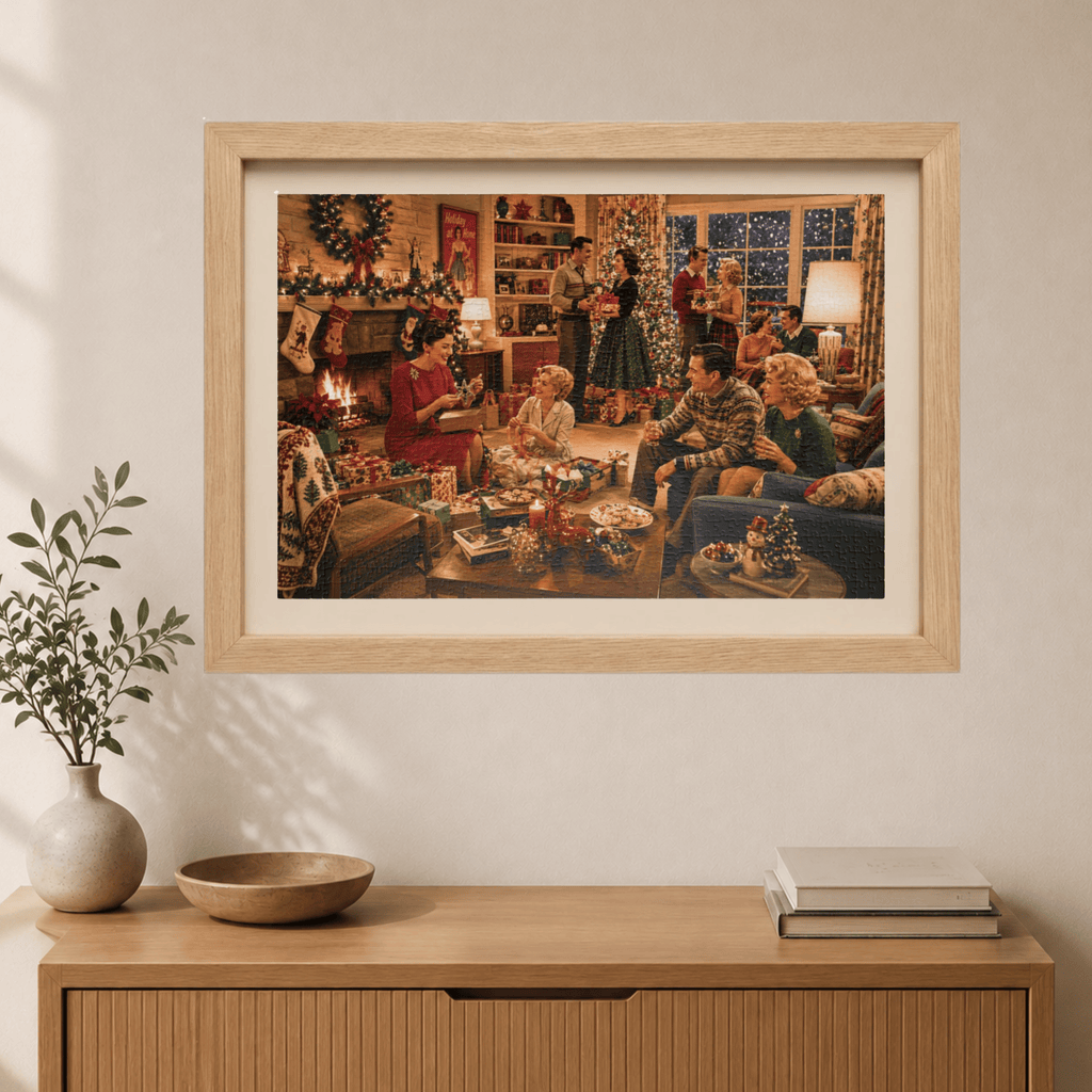 Cozy Vintage Christmas – Retro Holiday Gathering Art Puzzle