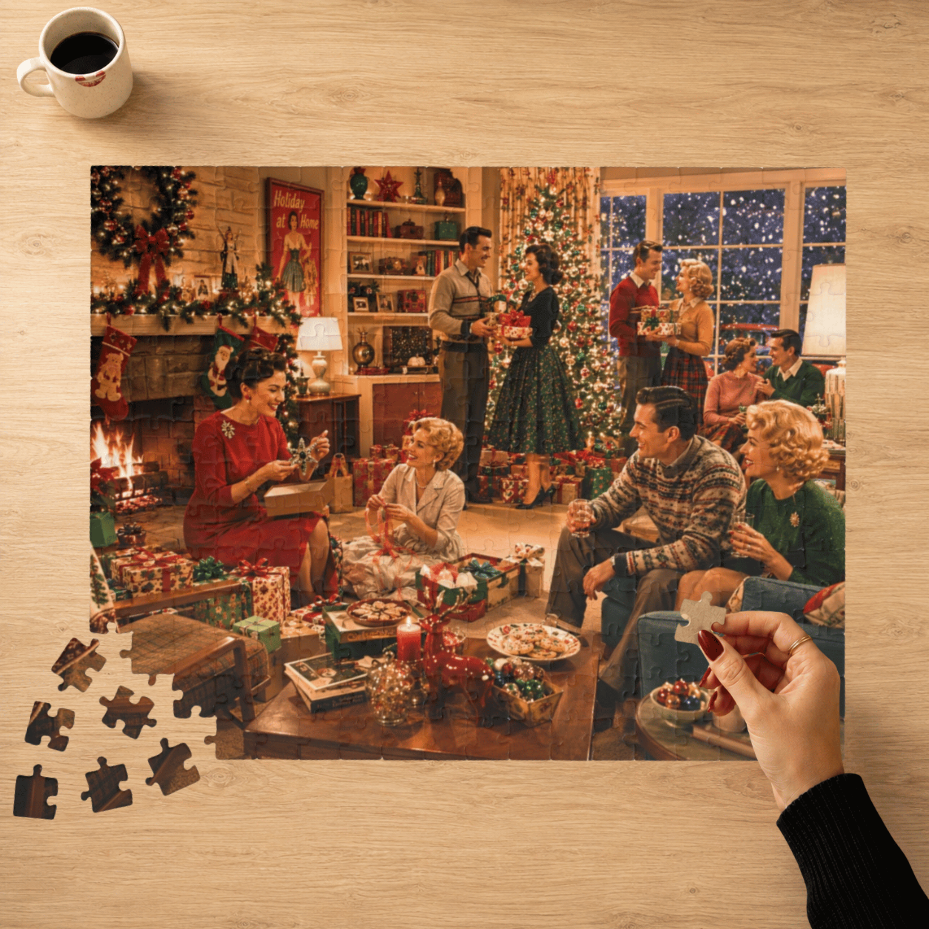 Christmas Cocktail Party – Vintage Holiday Glamour Art Puzzle