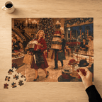 Vintage Christmas Shopping – Retro Department Store Art Puzzle