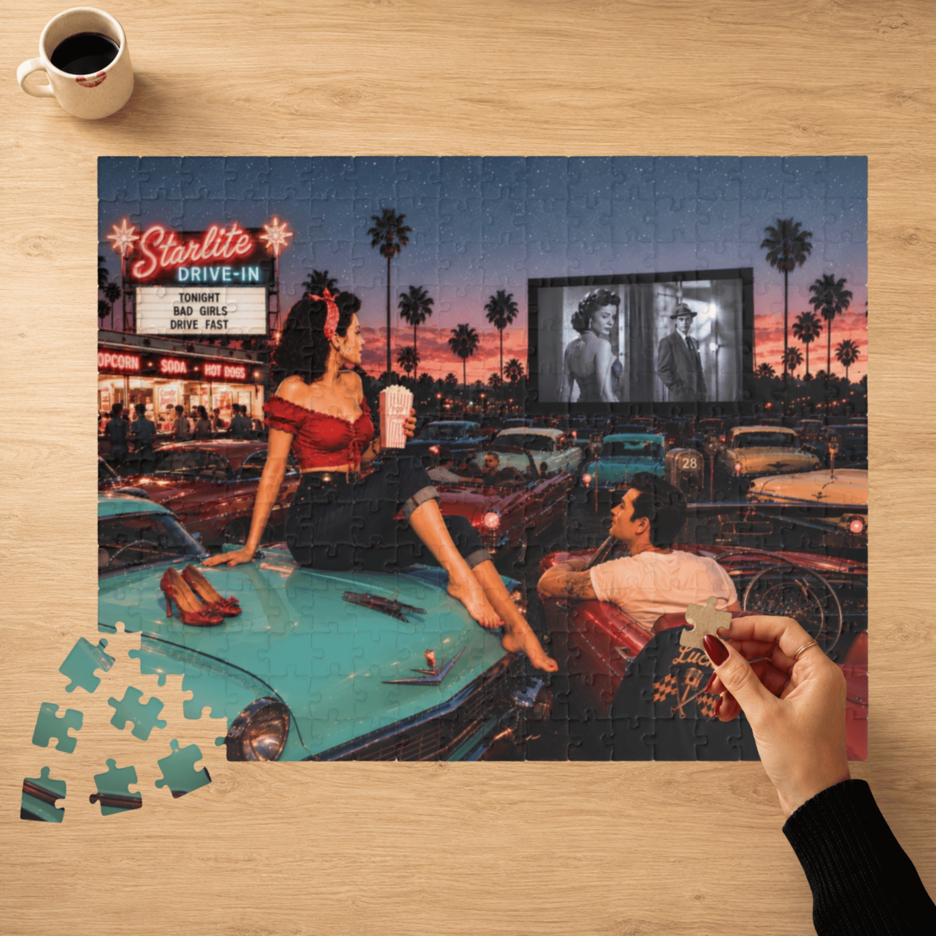 Meet Me After the Movie – Retro Drive-In Art Puzzle