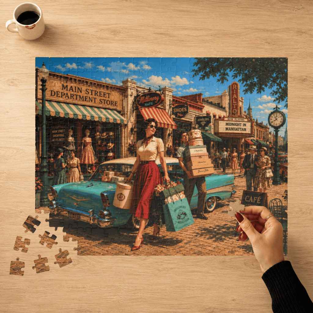 Just One More Little Thing – Retro Main Street Shopping Art Puzzle