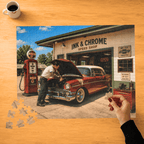 She Likes a Little Trouble Under the Hood – Retro Garage Art Puzzle